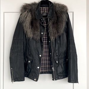 Faux fir jacket with belt